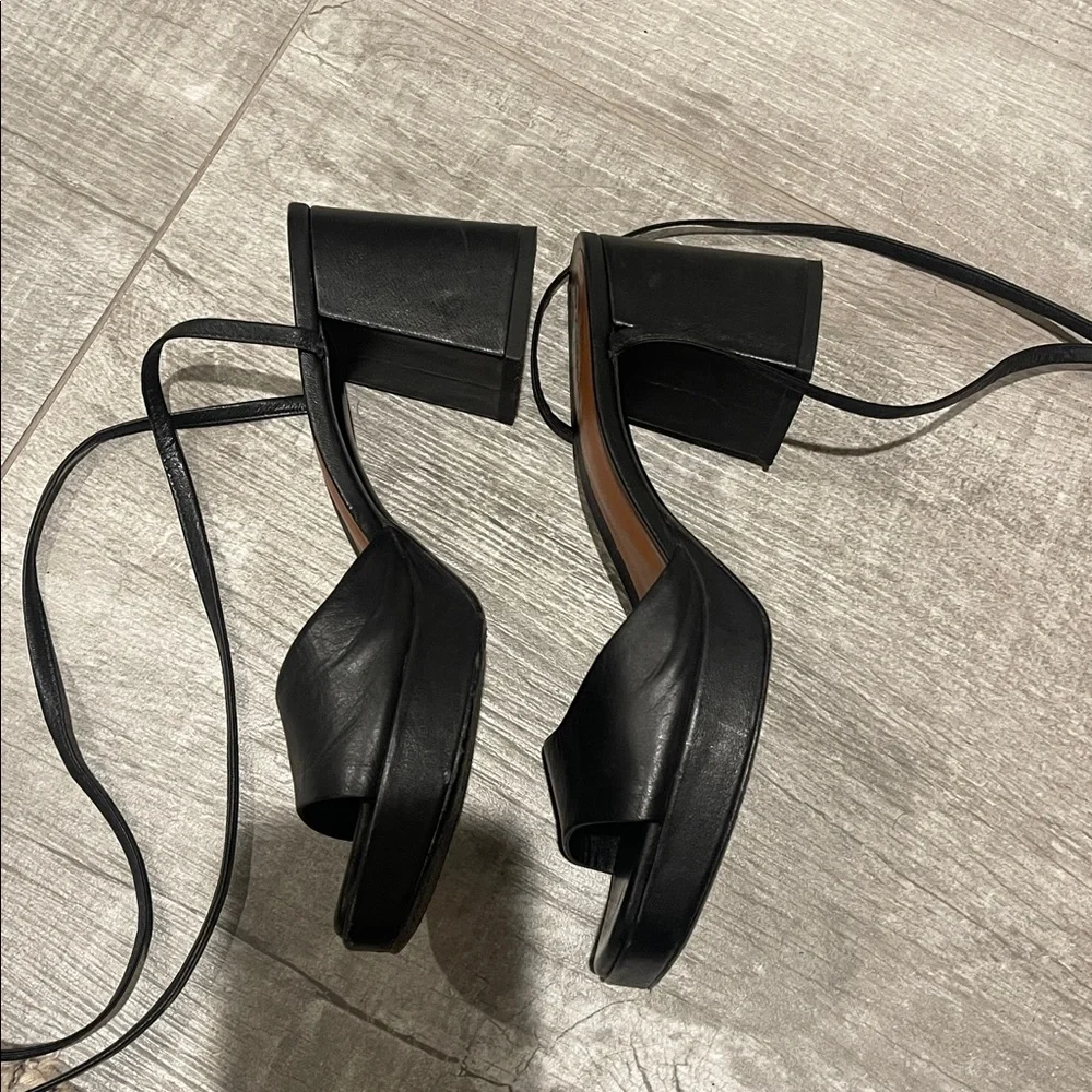 Reformation ankle tie platform sandals